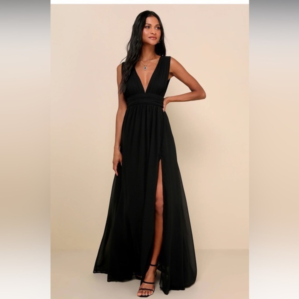 NWT Lulus Heavenly Hues Black Maxi Dress